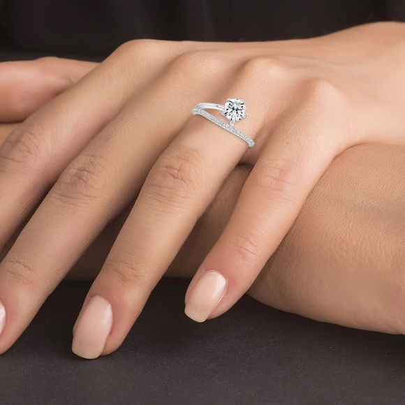 His & Hers Matching Couple Rings Set - 14K Gold Plated, CZ Stones, Engagement & Wedding Band - View #12
